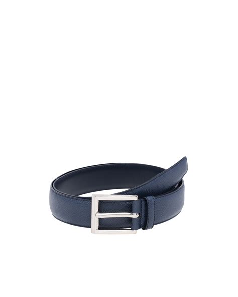 Baltic Blue Saffiano leather belt 